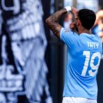 Castellanos esulta per il primo gol con la Lazio