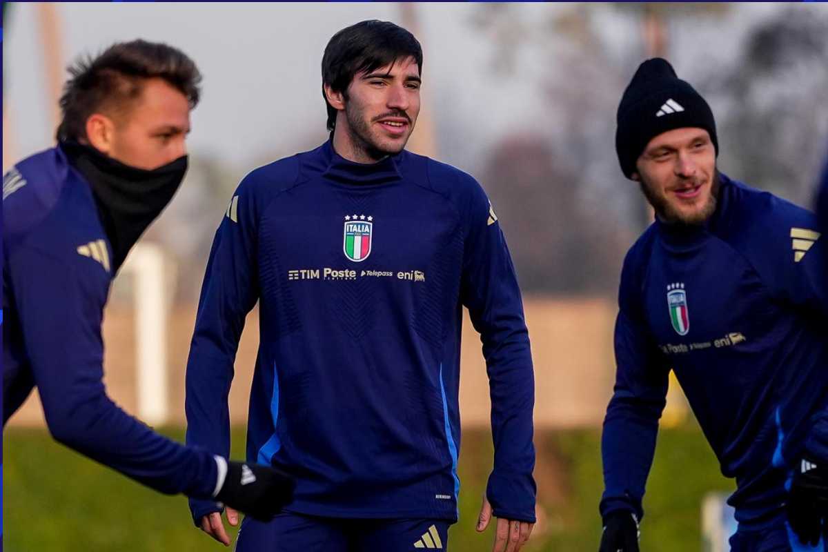 Retegui Tonali e Dimarco in allenamento